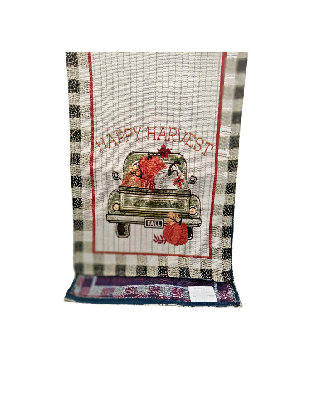 PERFECT HARVEST Tapestry Table Runner "Happy Harvest" NWOT 70" x 12" Fall Decor